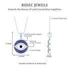 Sterling Silver Evil Eye Necklace with Blue Sapphire and Moissanite AAAA 92.5 Sterling Silver - Rosec Jewels