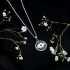 Sterling Silver Evil Eye Necklace with Blue Sapphire and Moissanite AAAA 92.5 Sterling Silver - Rosec Jewels