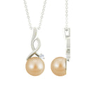 South Sea Pearl Twisted Drop Pendant with Diamond South Sea Pearl - ( AAA ) - Quality - Rosec Jewels