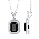 1.68 Carat Emerald Cut Lab Grown Black and White Diamond Vintage Necklace AAAA ( Synthetic ) - Rosec Jewels