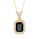 1.68 Carat Emerald Cut Lab Grown Black and White Diamond Vintage Necklace AAAA ( Synthetic ) - Rosec Jewels