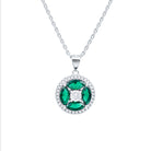 Rosec Jewels-Certified Lab Grown Emerald Classic Necklace with CZ Diamond