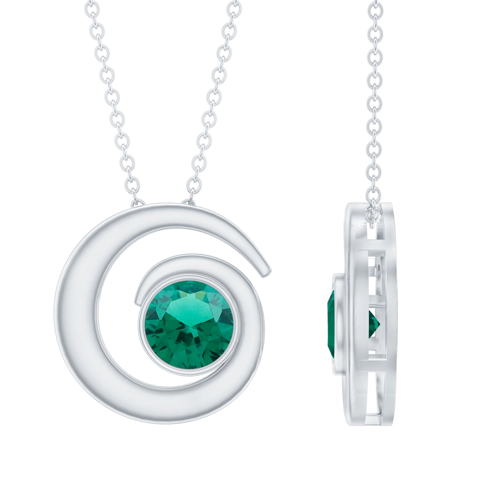 Lab Grown Emerald Solitaire Pendant Necklace