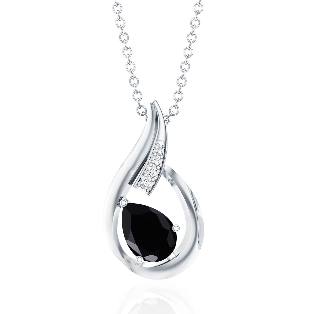 Pear Shape Lab Grown Black Diamond Designer Necklace For Women AAAA ( Synthetic ) - Rosec Jewels