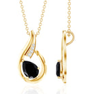 Pear Shape Lab Grown Black Diamond Designer Necklace For Women AAAA ( Synthetic ) - Rosec Jewels