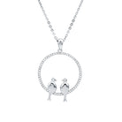 Rosec Jewels-Certified Cubic Zirconia Love Bird Necklace in Sterling Silver