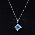 3 Carat Princess Cut Sky Blue Topaz Solitaire Necklace with Silver Chain AAA 92.5 Sterling Silver - Rosec Jewels