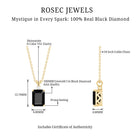 Genuine 1.68 Carat Black Diamond Solitaire Necklace for Women AAA 14K Yellow Gold Plated Silver - Rosec Jewels