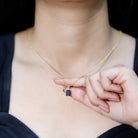 Genuine 1.68 Carat Black Diamond Solitaire Necklace for Women AAA 14K Yellow Gold Plated Silver - Rosec Jewels