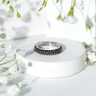 Certified Lab Grown Black Diamond 3 Row Eternity Band Ring AAAA ( Synthetic ) - Rosec Jewels