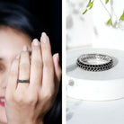 Certified Lab Grown Black Diamond 3 Row Eternity Band Ring AAAA ( Synthetic ) - Rosec Jewels