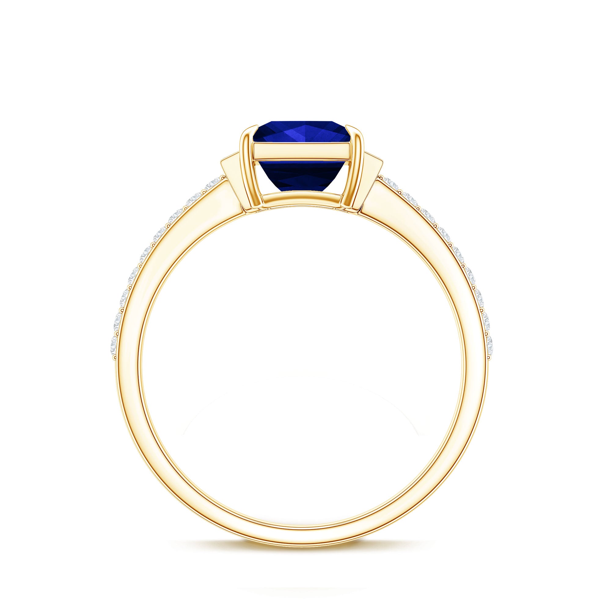 Rosec Jewels-Princess Cut Created Blue Sapphire Solitaire Engagement Ring With Moissanite