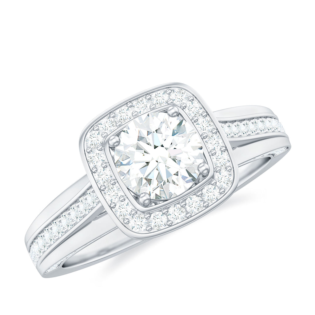 2.25 CT Classic Moissanite Engagement Ring with Accent Moissanite - ( D-VS1 ) - Color and Clarity - Rosec Jewels