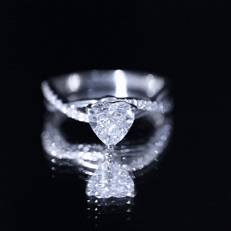 Heart Shape Moissanite Crossover Engagement Ring for Her D-VS1 - Rosec Jewels