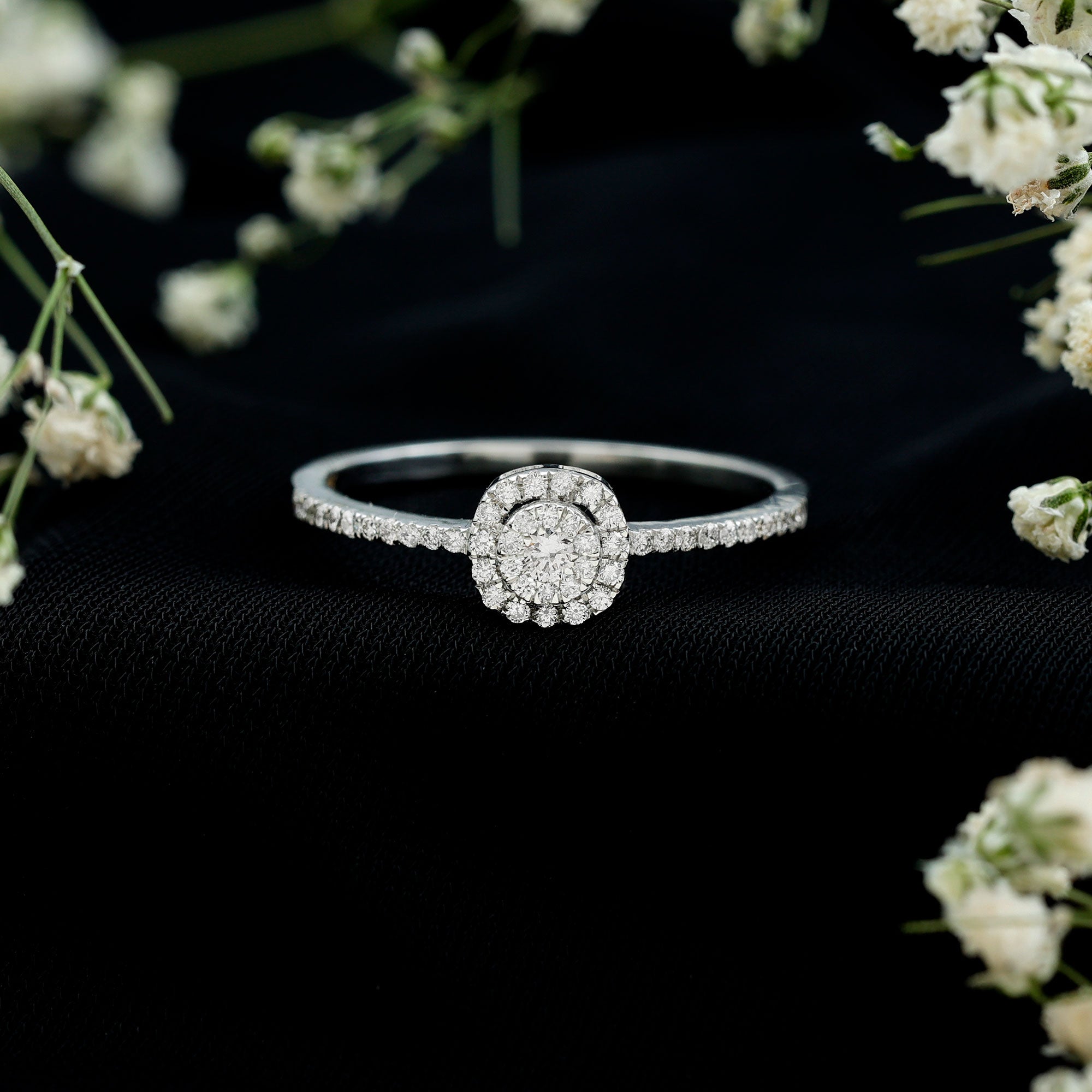 Brilliant Cut Diamond Engagement Ring in Illusion Setting Natural - ( HI-SI ) - Rosec Jewels