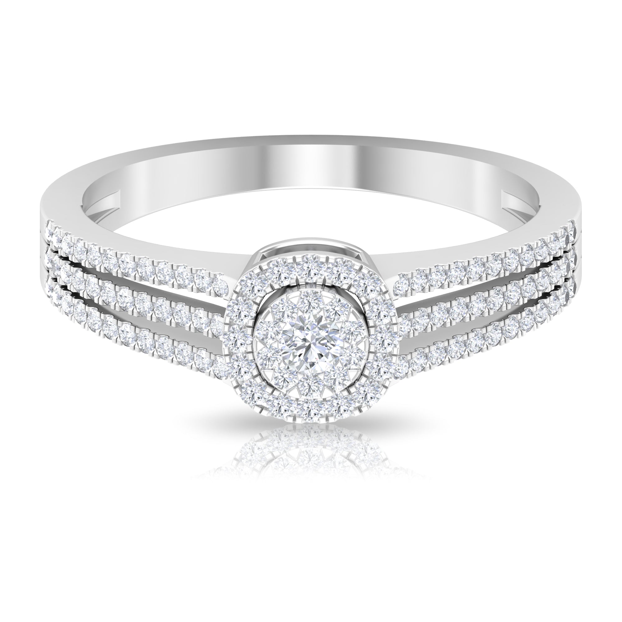 Classic Diamond Split Shank Engagement Ring Natural - ( HI-SI ) - Rosec Jewels