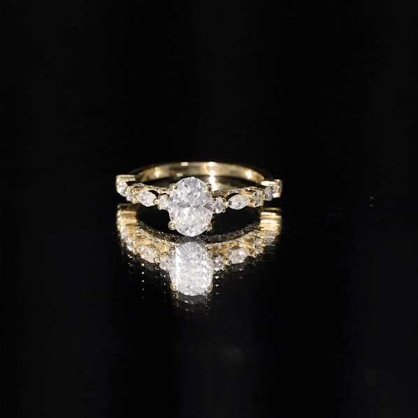 Oval Moissanite Solitaire Engagement Ring in Claw Setting D-VS1 - Rosec Jewels