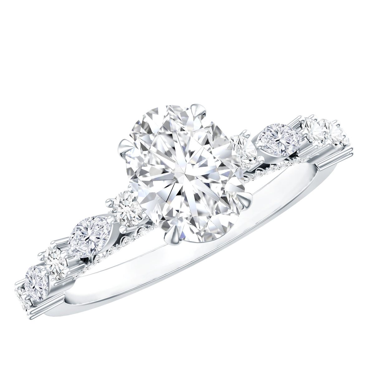 Oval Moissanite Solitaire Engagement Ring in Claw Setting D-VS1 - Rosec Jewels