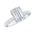 Octagon Moissanite Solitaire Engagement Ring with Side Stones D-VS1 - Rosec Jewels