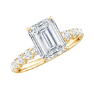 Octagon Moissanite Solitaire Engagement Ring with Side Stones D-VS1 - Rosec Jewels