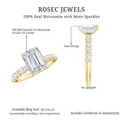 Octagon Moissanite Solitaire Engagement Ring with Side Stones D-VS1 - Rosec Jewels