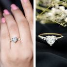 Heart Shape Moissanite Solitaire Engagement Ring With Side Stones D-VS1 - Rosec Jewels