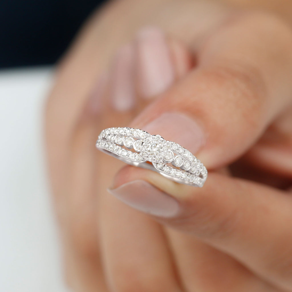 Rosec Jewels - Diamond Designer Engagement Ring with Side Stones