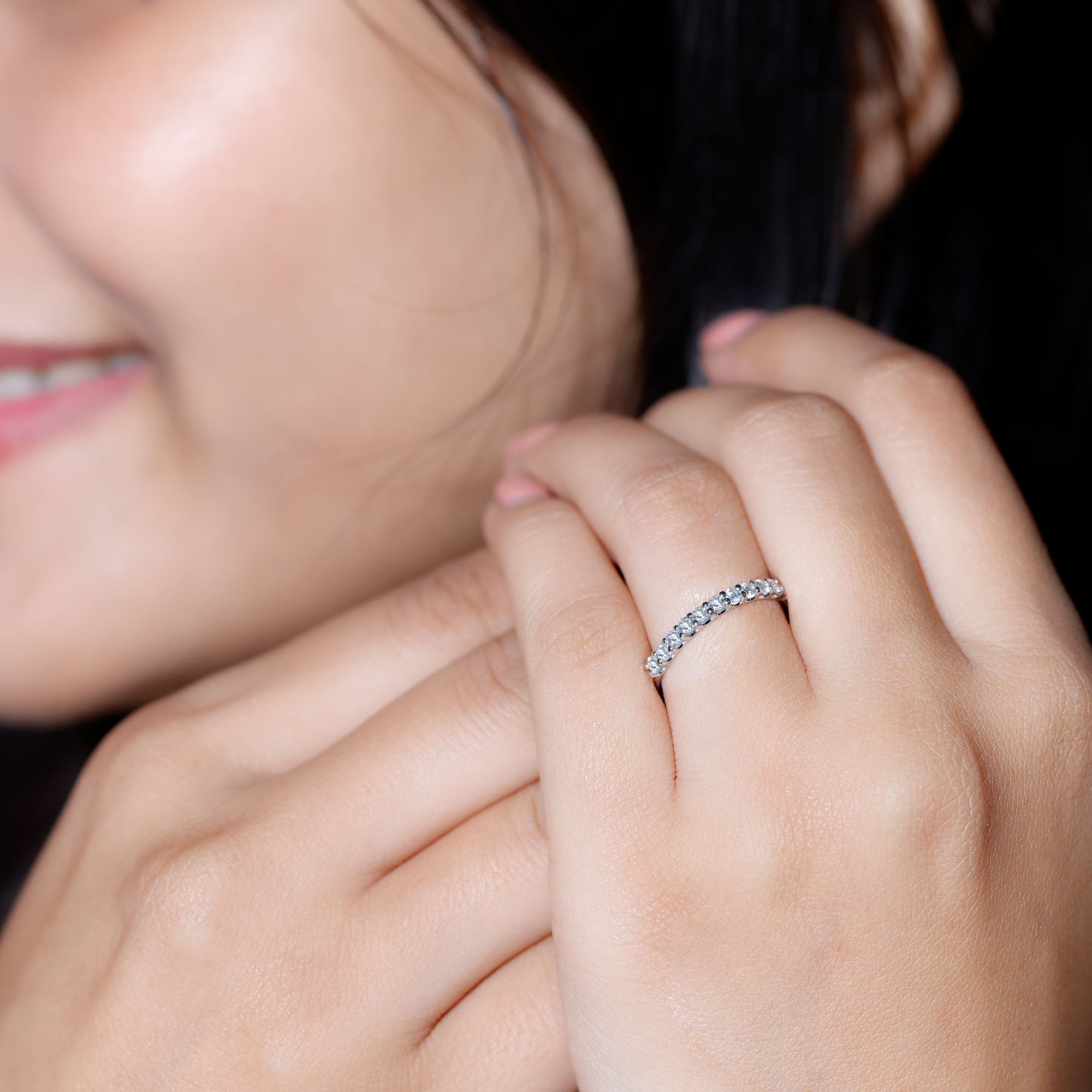 Rosec Jewels-Round Cut Diamond Stackable Eternity Band