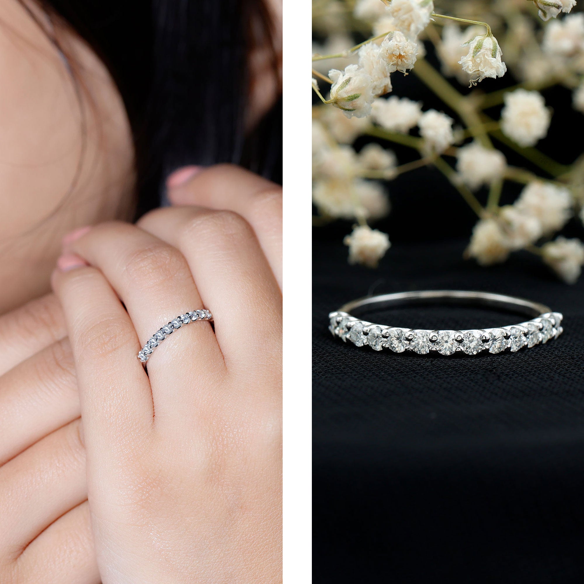 Rosec Jewels-Round Cut Diamond Stackable Eternity Band