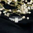 3.5 CT Octagon Cut Moissanite Solitaire Ring with Side Stones D-VS1 - Rosec Jewels