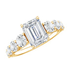 1.8 Carat Emerald Cut Moissanite Side Stone Engagement Ring with Certificate D-VS1 - Rosec Jewels