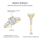 1.8 Carat Emerald Cut Moissanite Side Stone Engagement Ring with Certificate D-VS1 - Rosec Jewels