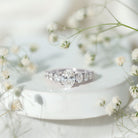 3 CT Oval Cut Moissanite Side Stone Engagement Ring D-VS1 - Rosec Jewels