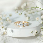 3 CT Oval Cut Moissanite Side Stone Engagement Ring D-VS1 - Rosec Jewels