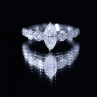 Rosec Jewels-Marquise Moissanite Engagement Ring With Side Stones