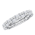 Double Row Moissanite Stackable Eternity Band Ring D-VS1 - Rosec Jewels
