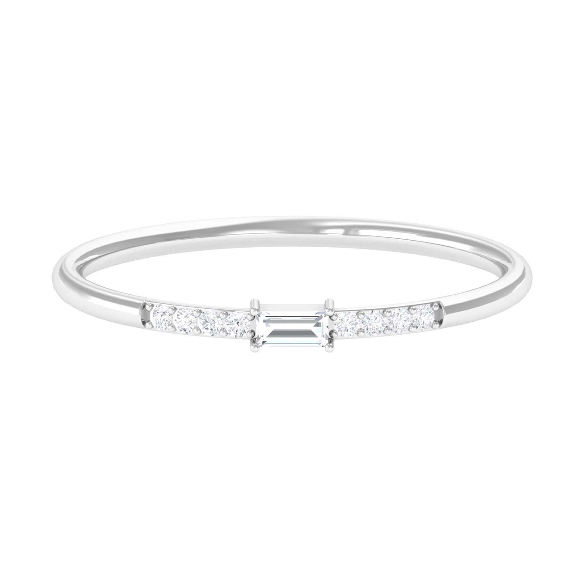 Dainty Moissanite East West Stackable Band Ring for Women Moissanite - ( D-VS1 ) - Color and Clarity - Rosec Jewels