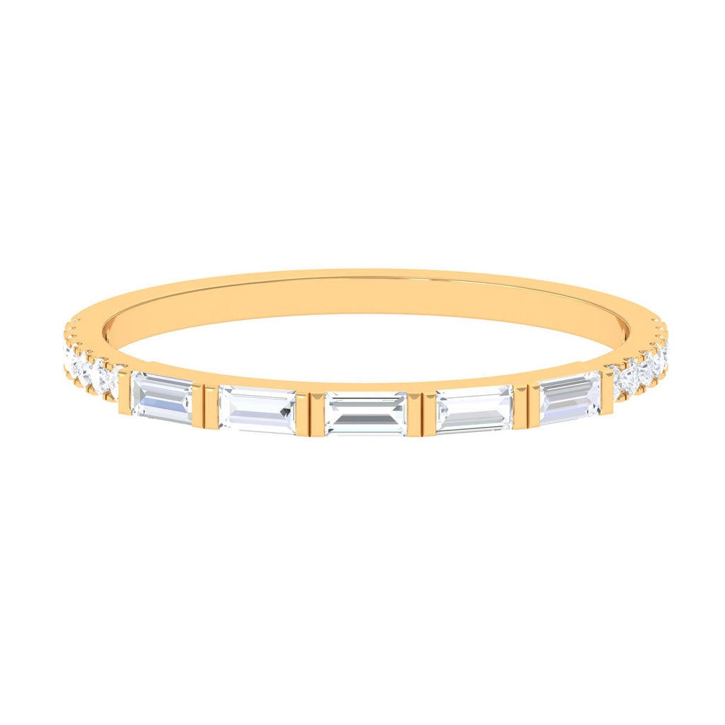 Stackable Moissanite Half Eternity Ring in Bar Setting Moissanite - ( D-VS1 ) - Color and Clarity - Rosec Jewels