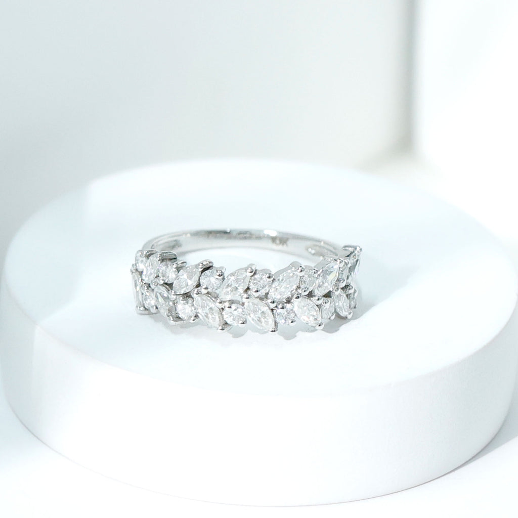 1.50 CT Moissanite Leaf Motif Eternity Band Moissanite - ( D-VS1 ) - Color and Clarity - Rosec Jewels