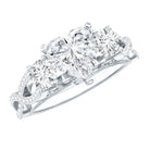 Rosec Jewels-1.5 Carat Heart Moissanite 3 Stone Engagement Ring in Crossover Band