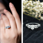 Rosec Jewels-1.5 Carat Heart Moissanite 3 Stone Engagement Ring in Crossover Band