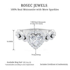 3.25 CT Solitaire Heart Shaped Moissanite Engagement Ring with Accent Moissanite - ( D-VS1 ) - Color and Clarity - Rosec Jewels