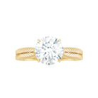 Claw Set Round Shape Moissanite Gold Solitaire Engagement Ring Moissanite - ( D-VS1 ) - Color and Clarity - Rosec Jewels