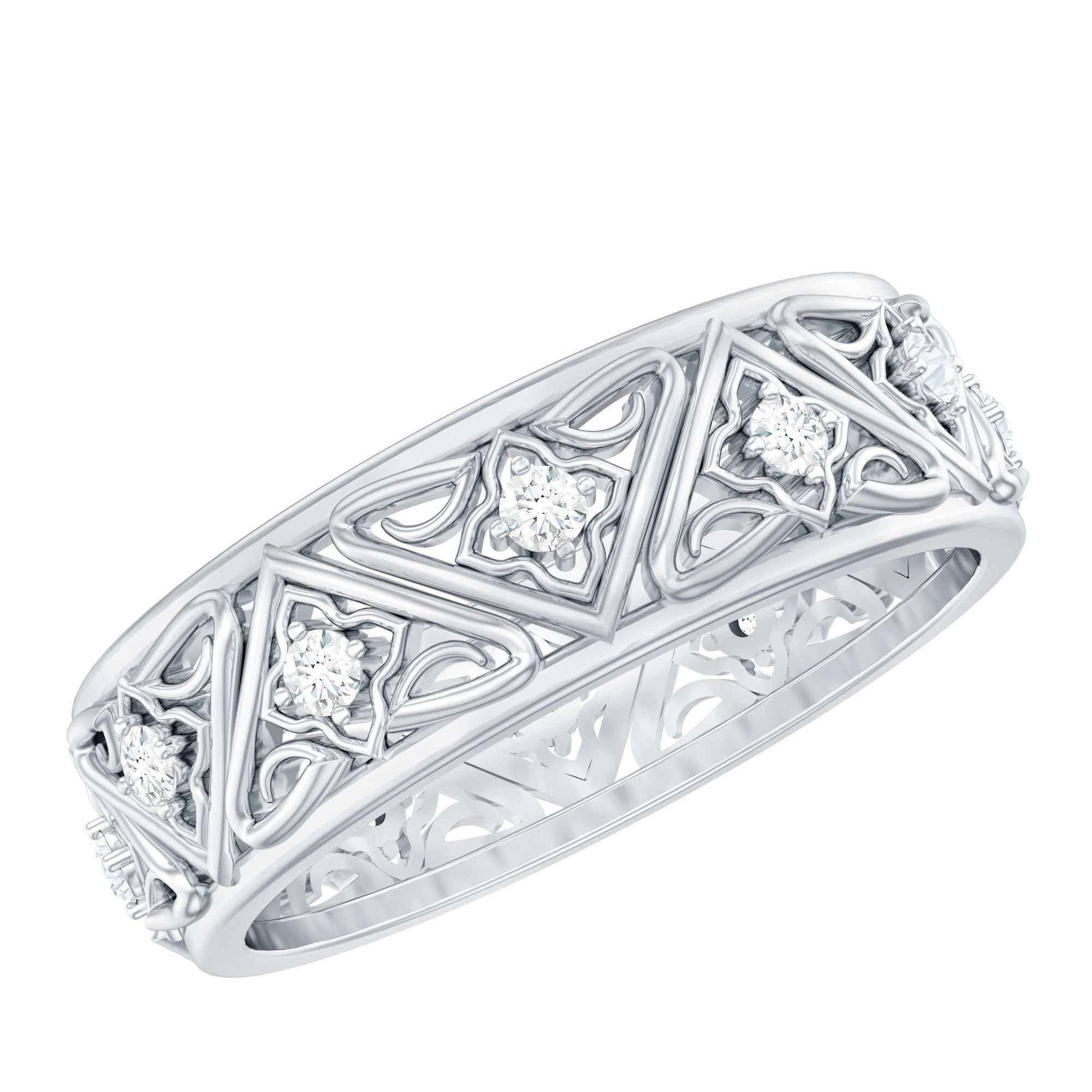 Rosec Jewels-Vintage Style Diamond Wedding Band Ring