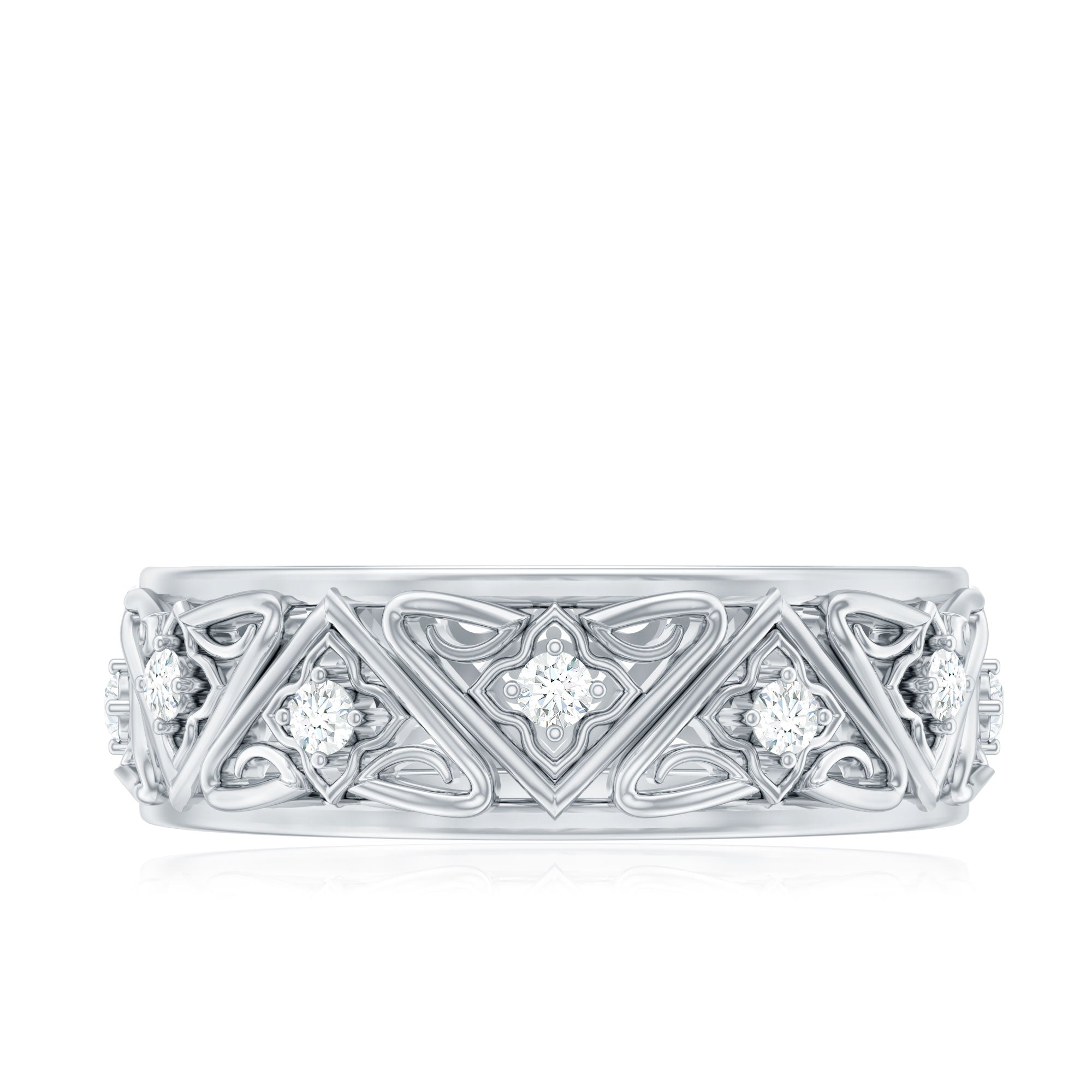 Rosec Jewels-Vintage Style Diamond Wedding Band Ring