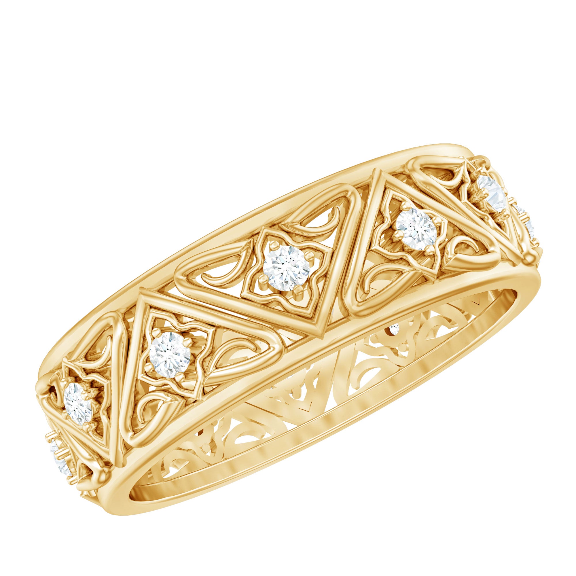 Rosec Jewels-Vintage Style Diamond Wedding Band Ring