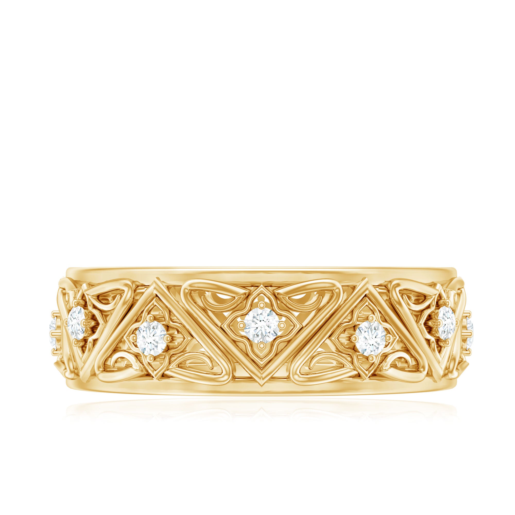 Rosec Jewels-Vintage Style Diamond Wedding Band Ring