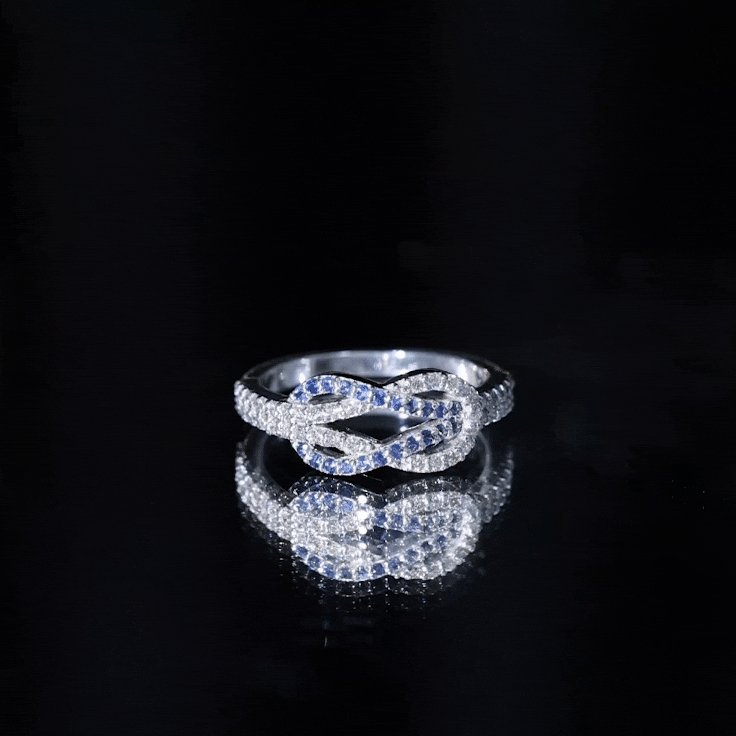 Rosec Jewels-Natural Blue Sapphire Diamond Interlock Ring for Women