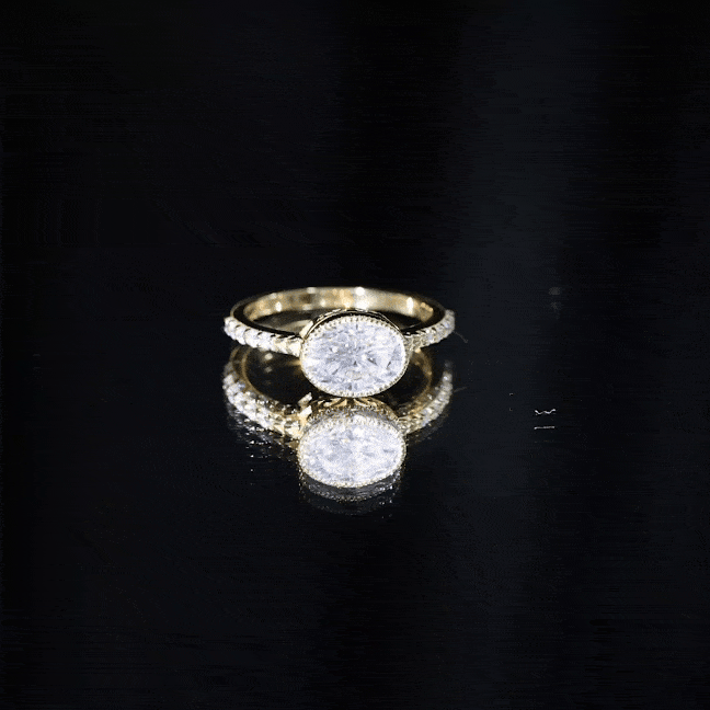 Rosec Jewels-Moissanite East West Engagement Ring in Bezel Setting