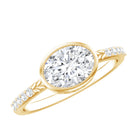 Rosec Jewels-Moissanite East West Engagement Ring in Bezel Setting